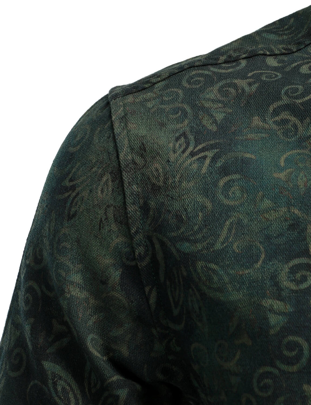 Chemise à manches longues verte à imprimé vintage pour homme