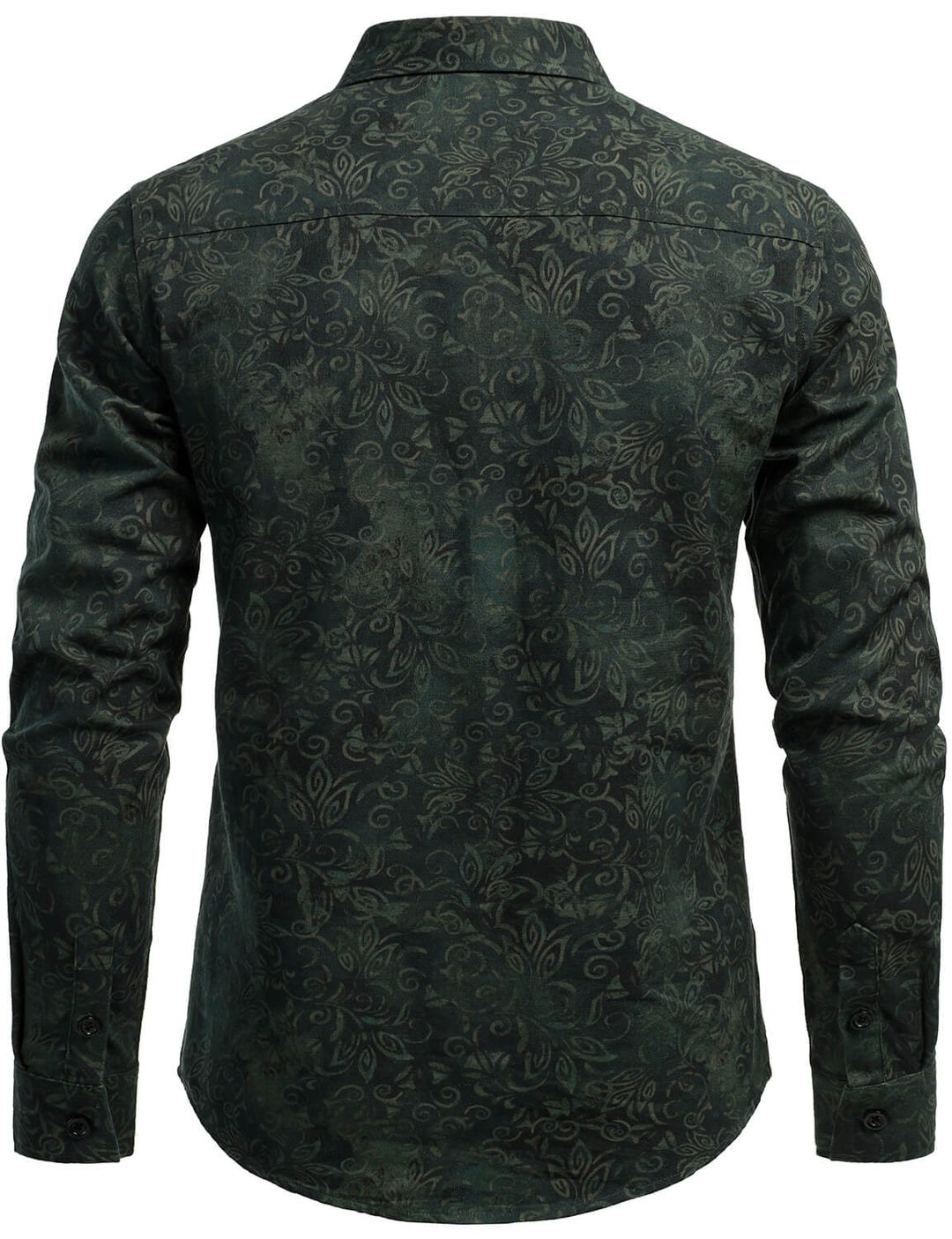 Chemise à manches longues verte à imprimé vintage pour homme