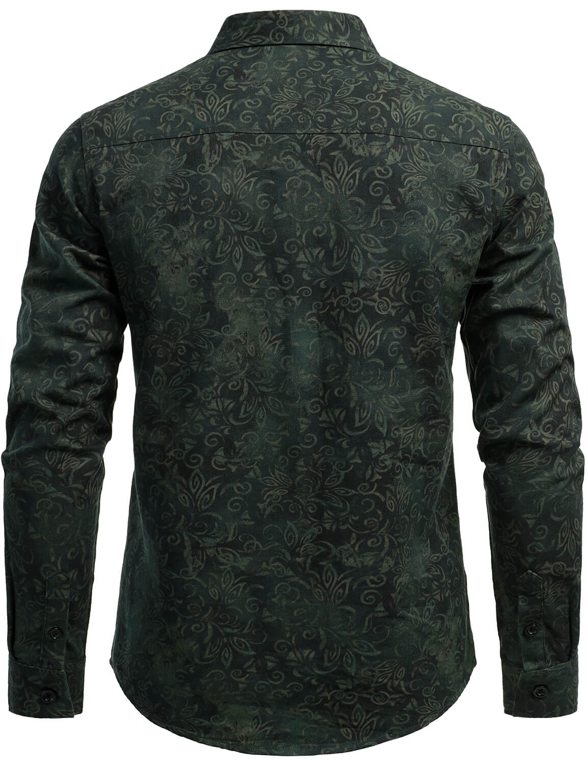 Chemise à manches longues verte à imprimé vintage pour homme
