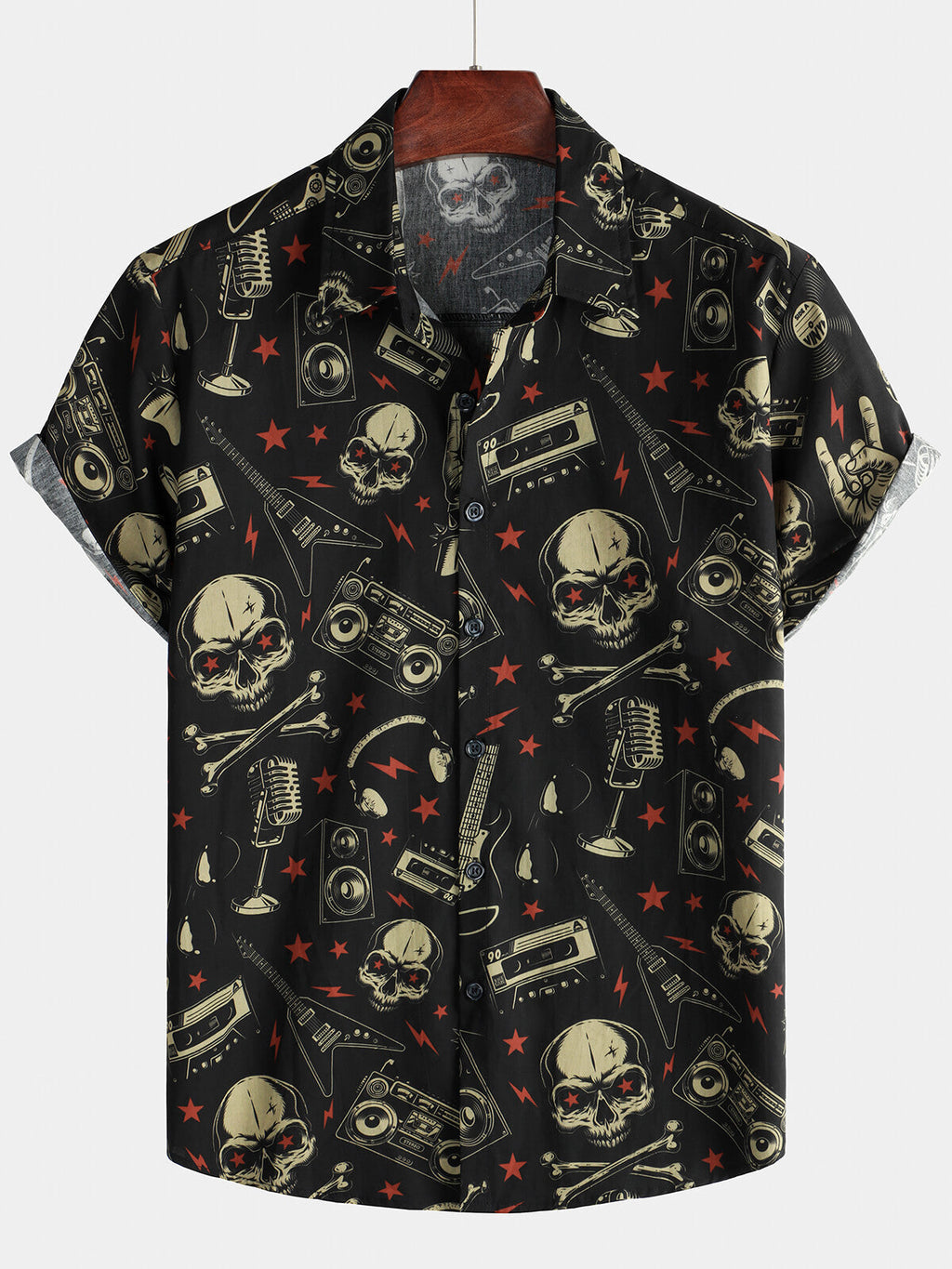 Chemise Hawaïenne Amusante et Fraîche de Musique Punk Rock pour Homme