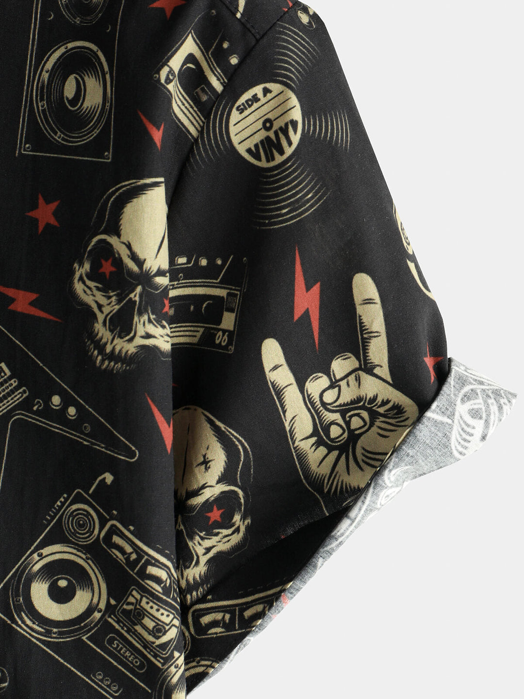 Chemise hawaïenne drôle et cool pour hommes, crâne, musique, Punk Rock and Roll