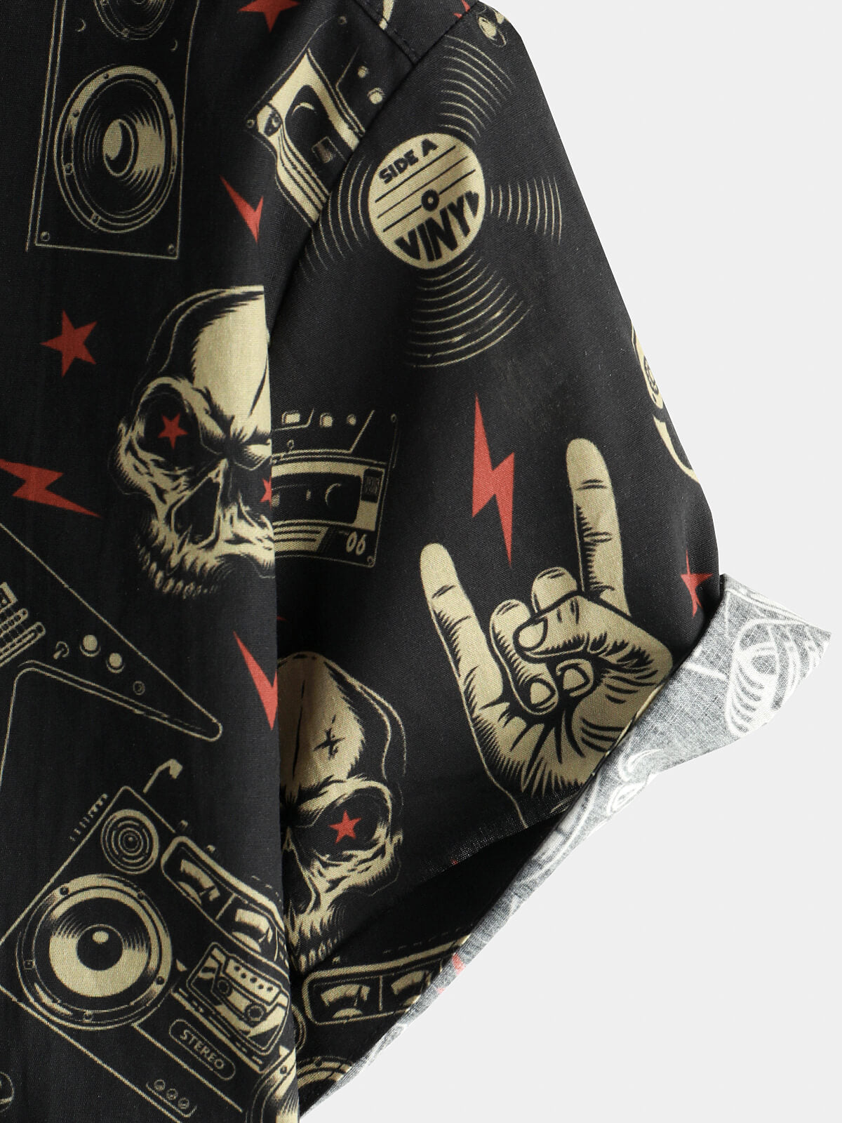 Chemise hawaïenne drôle et cool pour hommes, crâne, musique, Punk Rock and Roll