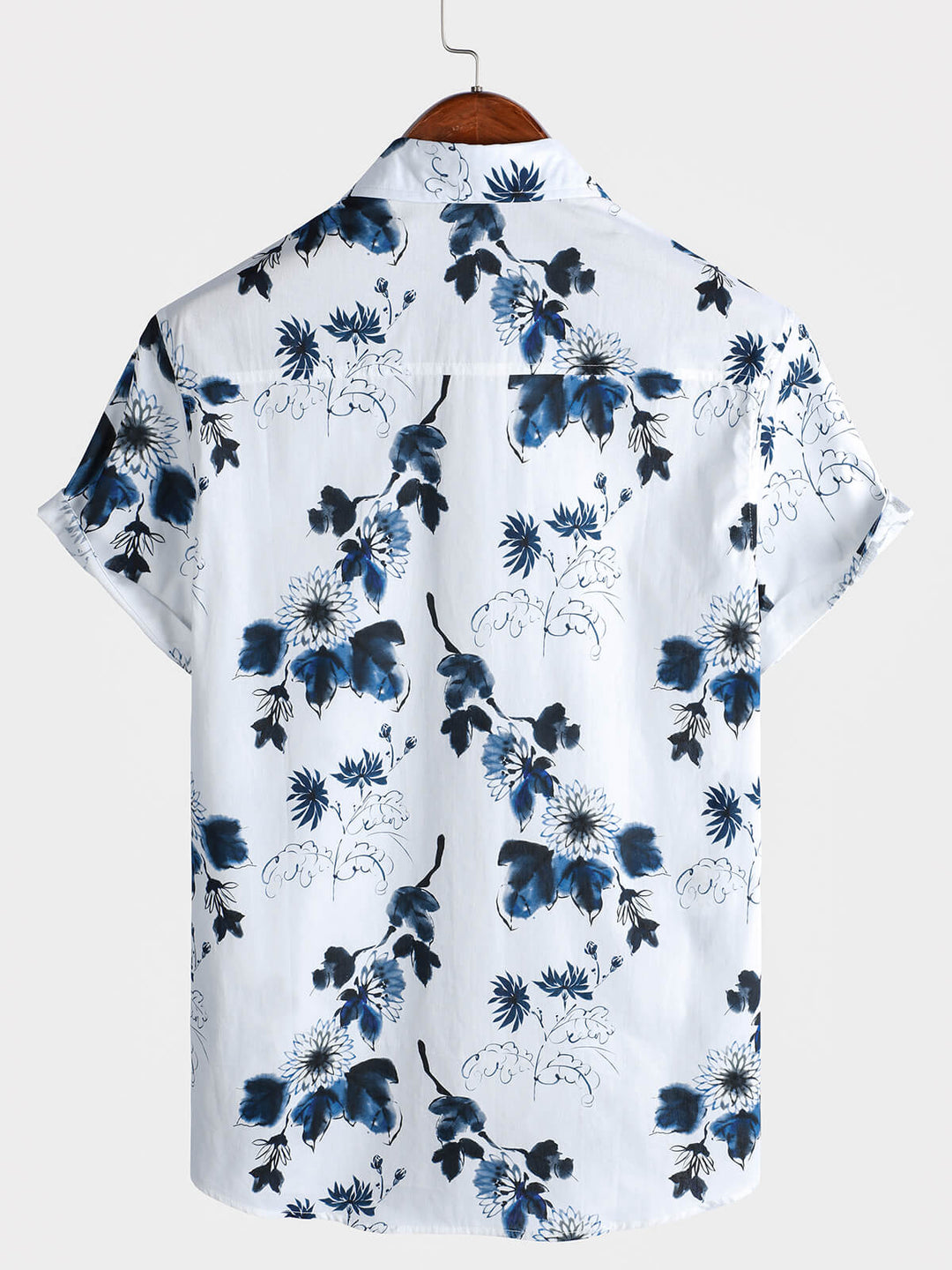 Chemise décontractée à manches courtes en coton à fleurs pour homme