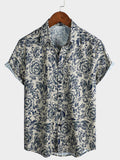 Chemise décontractée à manches courtes pour homme, motif floral, idéale pour les fêtes