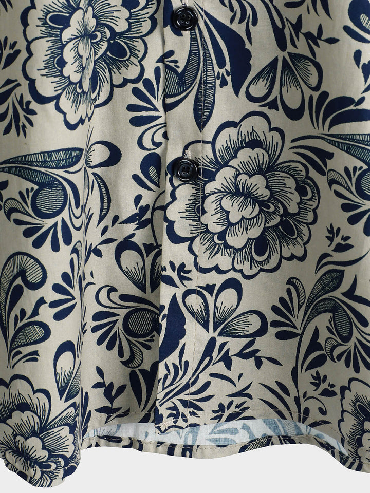 Chemise décontractée à manches courtes pour homme, motif floral, idéale pour les fêtes