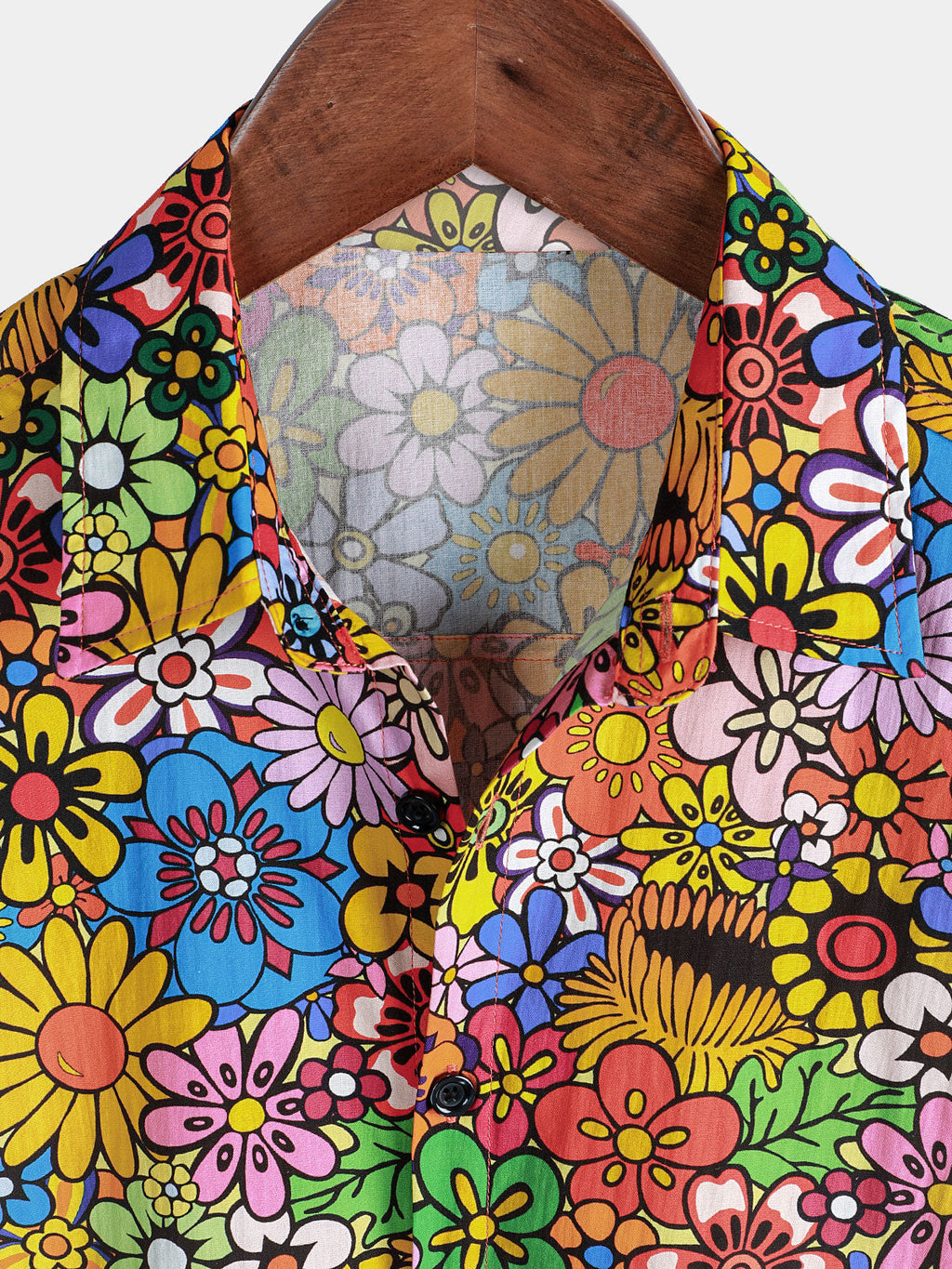 Chemise à poche en coton respirant à imprimé floral vintage années 70 pour homme