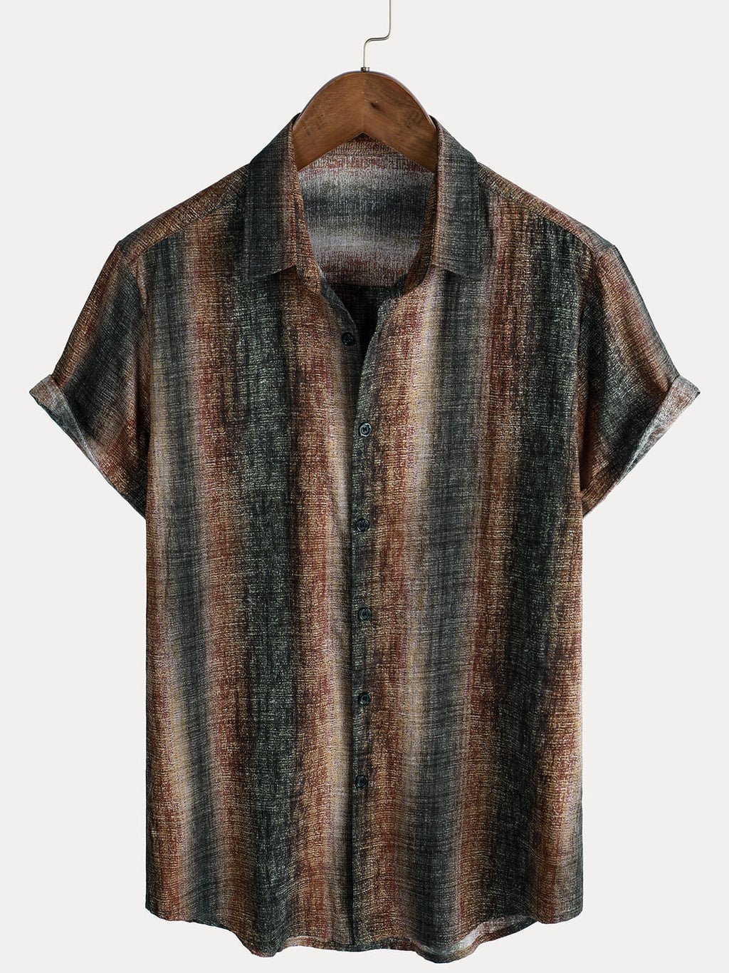 Chemise décontractée à manches courtes pour homme, imprimé rétro à rayures, idéale pour les fêtes