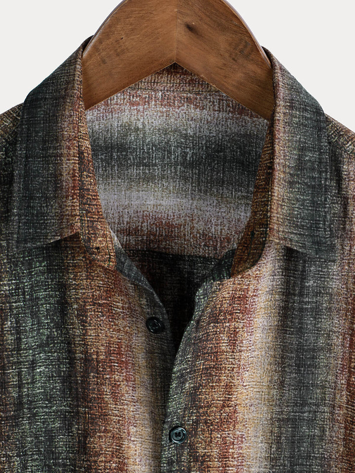 Chemise décontractée à manches courtes pour homme, imprimé rétro à rayures, idéale pour les fêtes