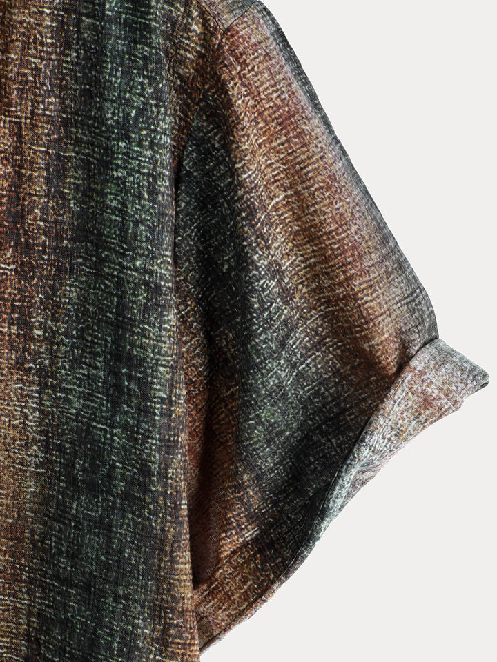 Chemise décontractée à manches courtes pour homme, imprimé rétro à rayures, idéale pour les fêtes
