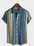 Chemise à manches courtes à rayures rétro dégradées pour homme