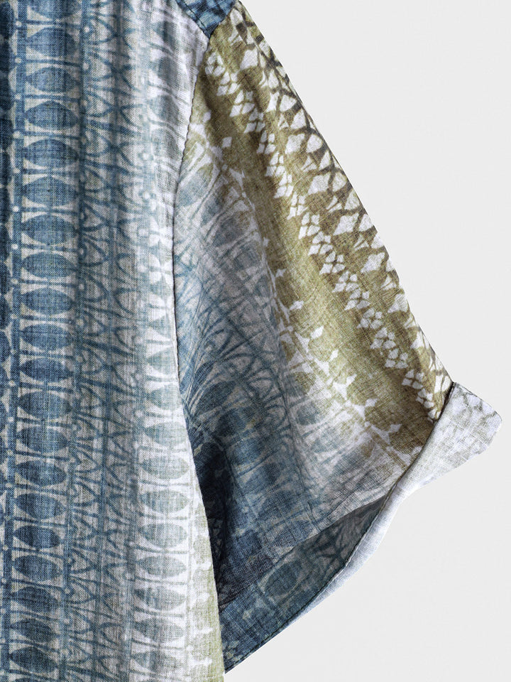 Chemise à manches courtes à rayures rétro dégradées pour homme