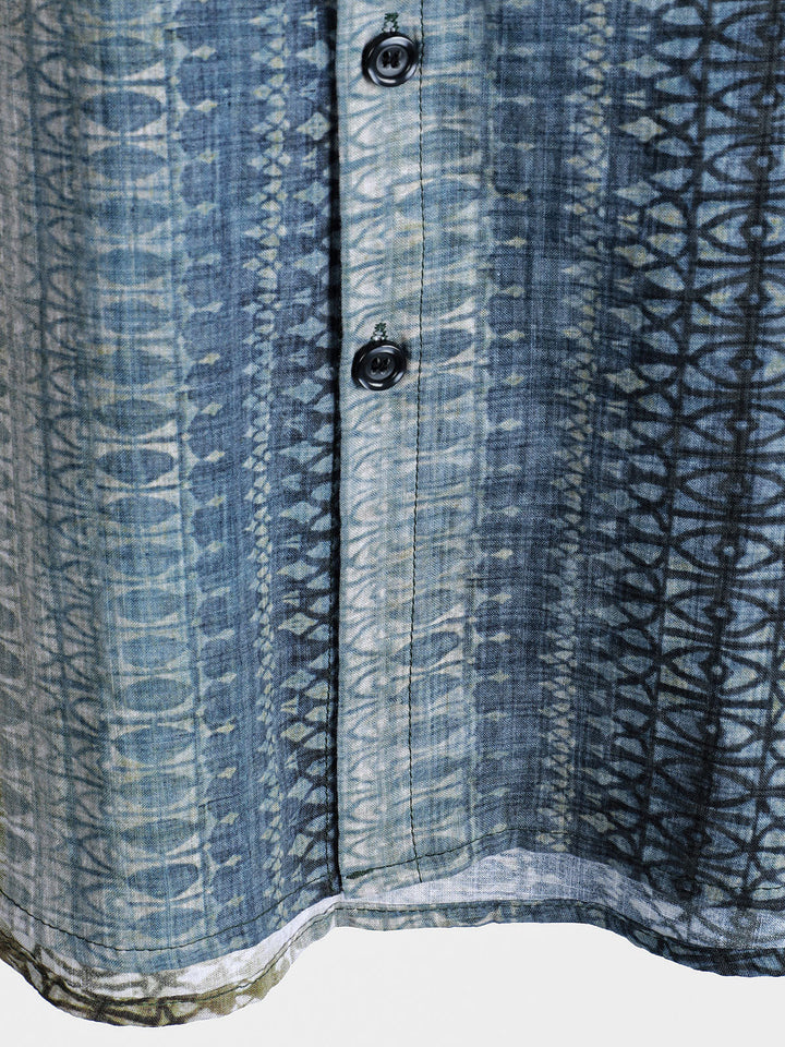 Chemise à manches courtes à rayures rétro dégradées pour homme