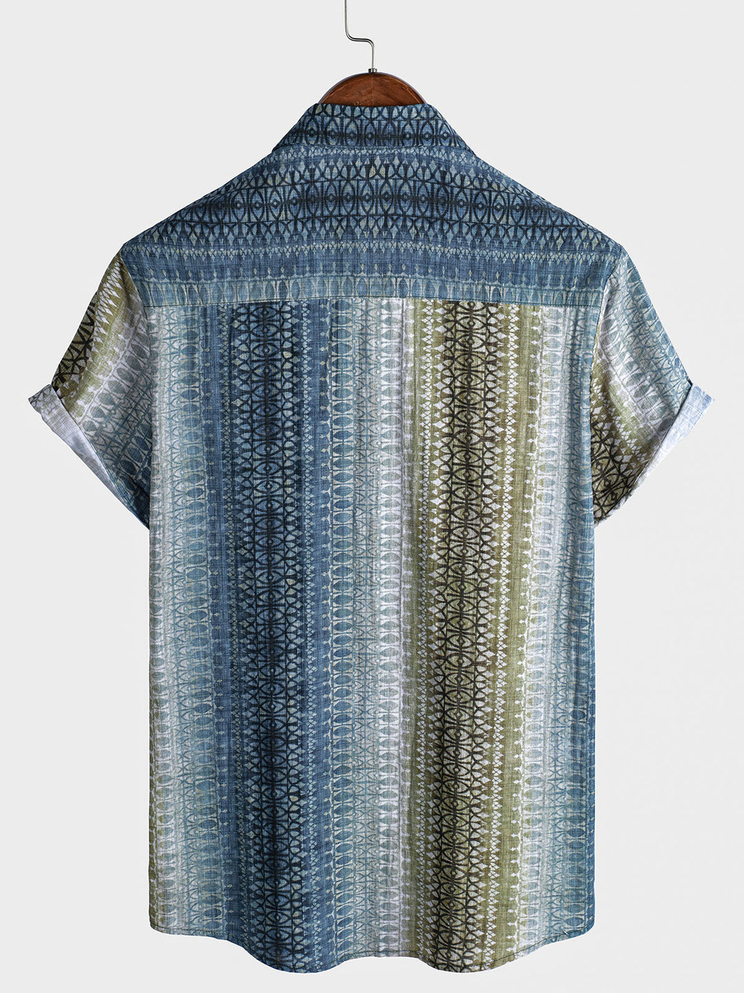 Chemise à manches courtes à rayures rétro dégradées pour homme