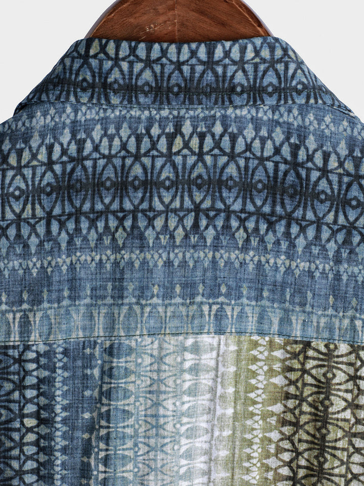 Chemise à manches courtes à rayures rétro dégradées pour homme