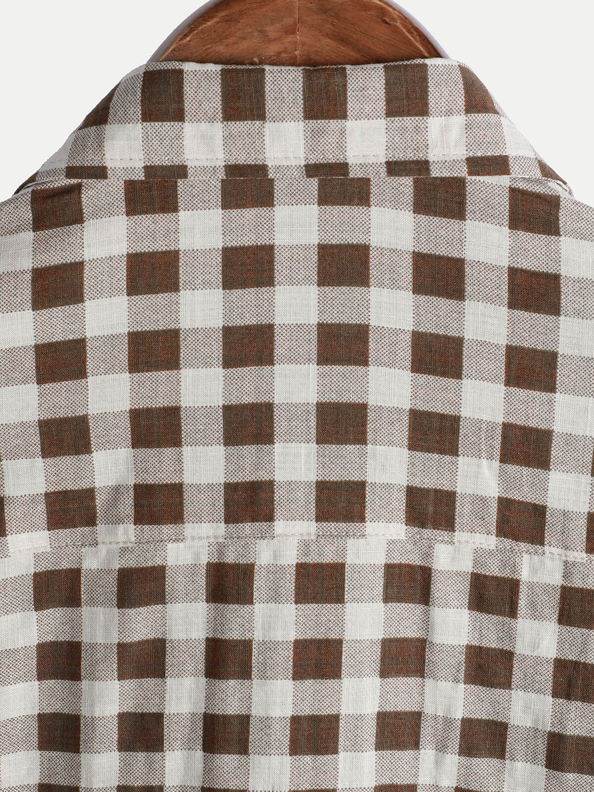 Chemise à manches courtes et poches en coton à carreaux marron pour homme