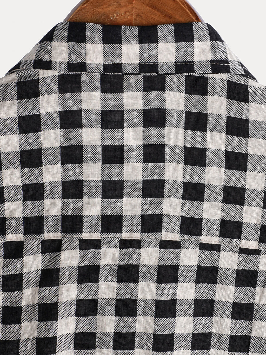 Chemise à manches courtes et poches en coton à carreaux noirs pour homme