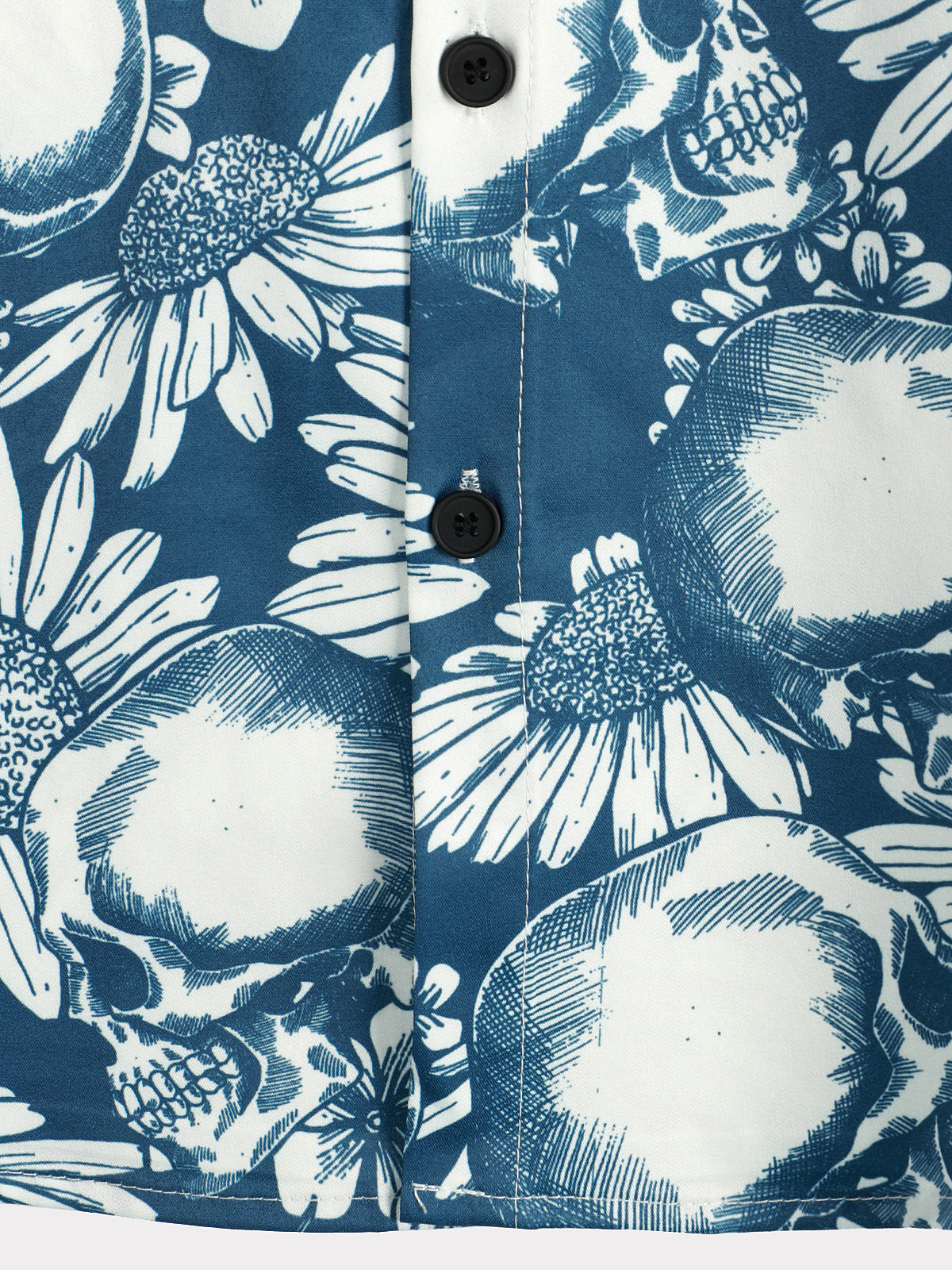 Chemise hawaïenne en art avec boutons de crâne de tournesol pour homme, à manches courtes, bleue, rock and roll