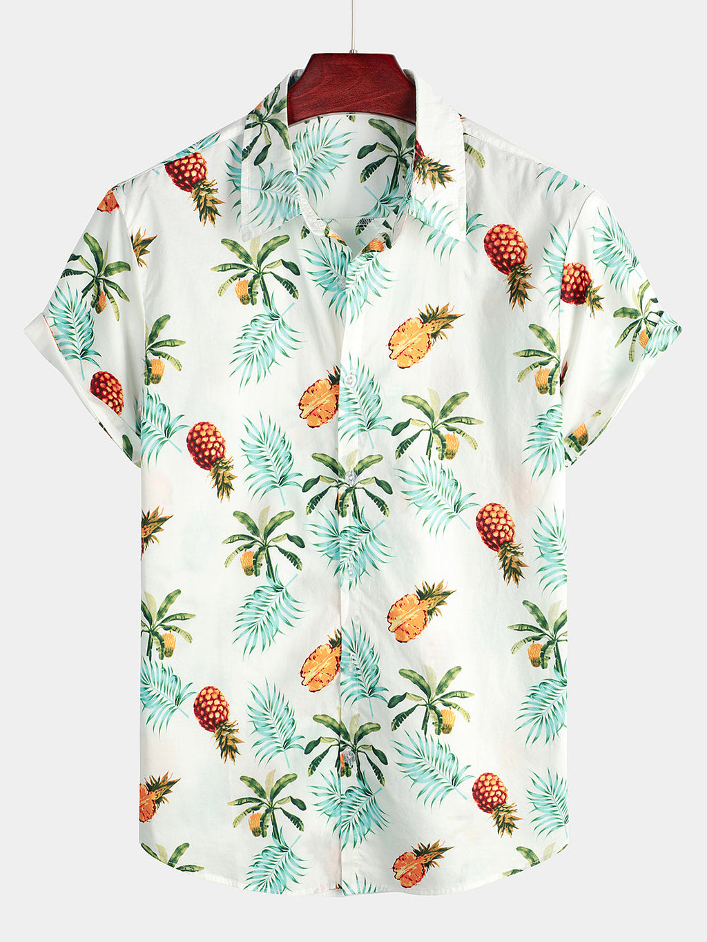 Chemise de Plage Hawaïenne à Imprimé Ananas pour Homme, à Manches Courtes et Boutons