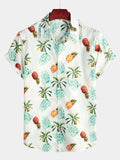 Chemise de Plage Hawaïenne à Imprimé Ananas pour Homme, à Manches Courtes et Boutons