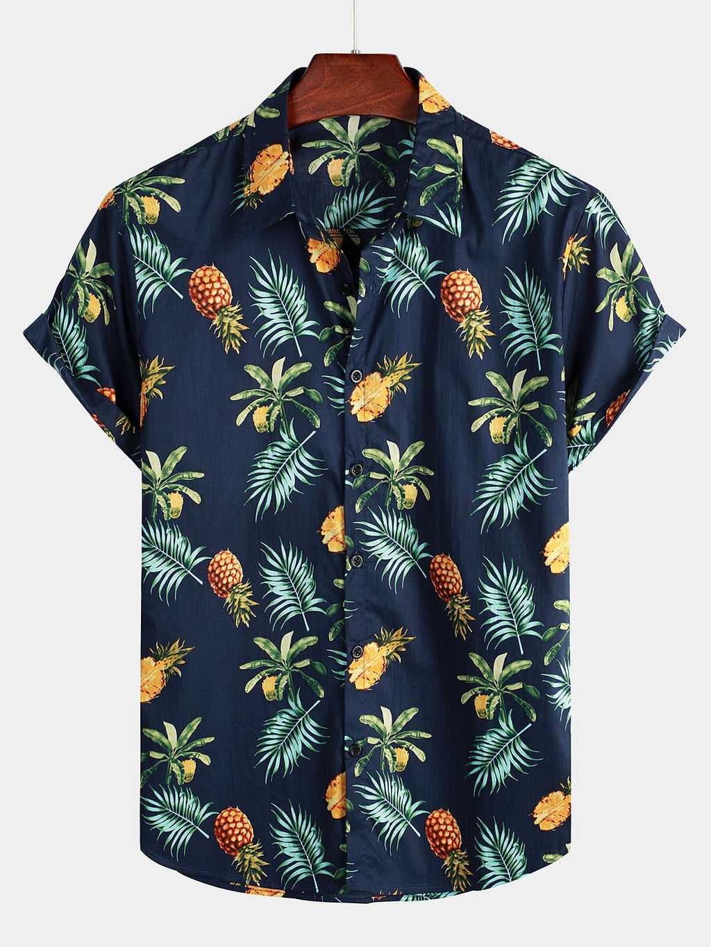 Chemise Hawaïenne à Manches Courtes avec Imprimé Ananas pour Homme