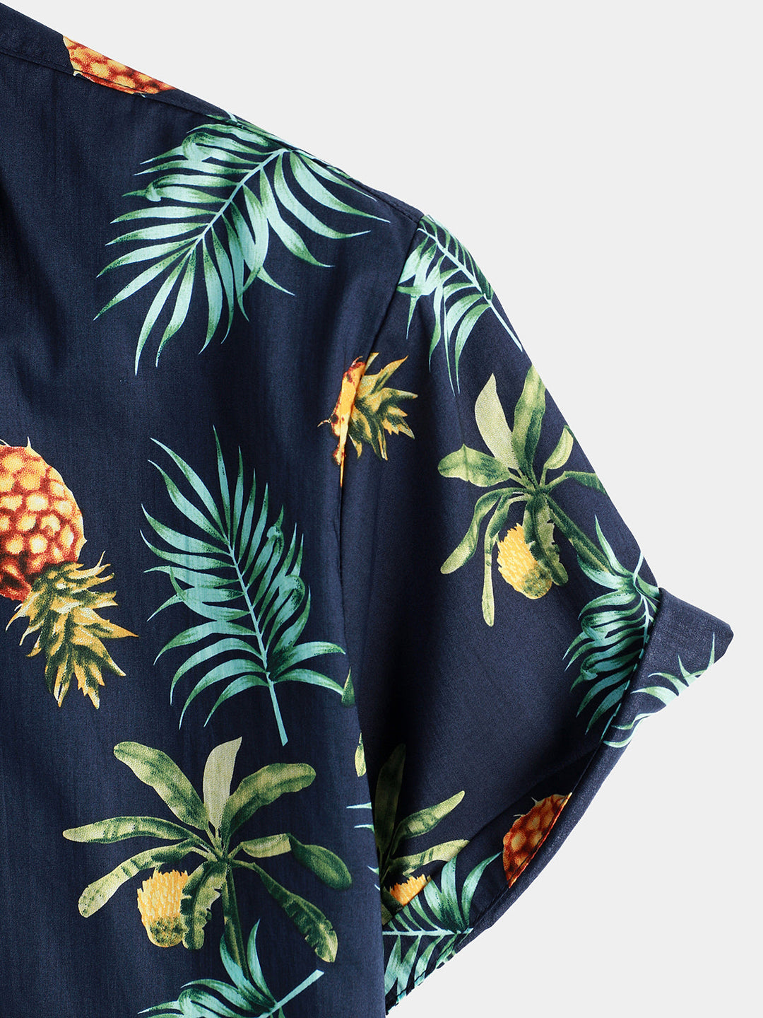 Chemise hawaïenne à manches courtes en coton imprimé ananas pour homme