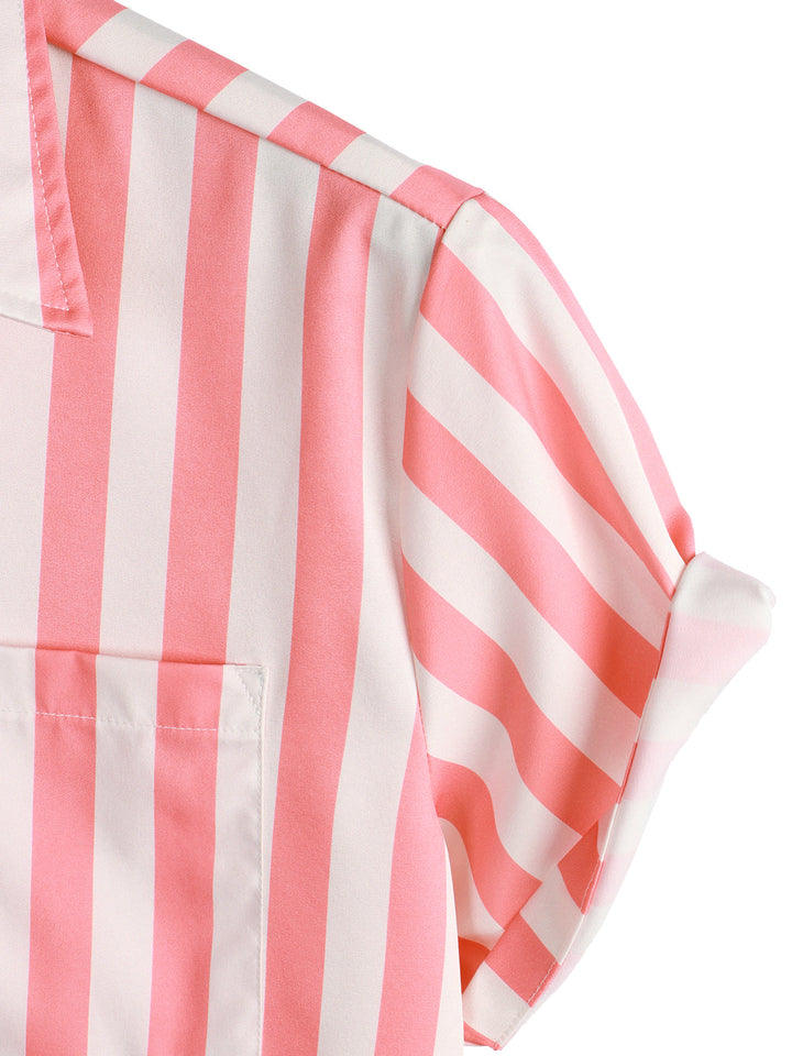 Chemise cousue rayée flamant rose flamant rose d’été