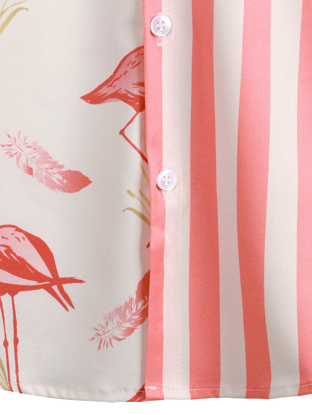 Chemise à Manches Courtes avec Imprimé Flamant Rose et Rayures pour Homme