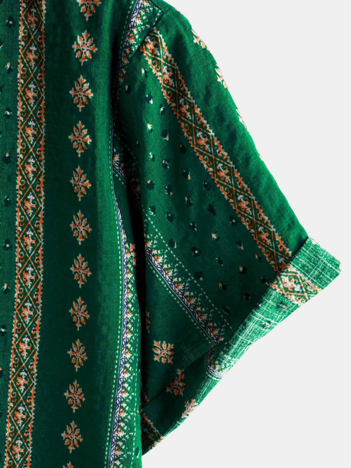 Chemise Vintage à Manches Courtes des Années 70 avec Imprimé Rayé Vert pour Homme