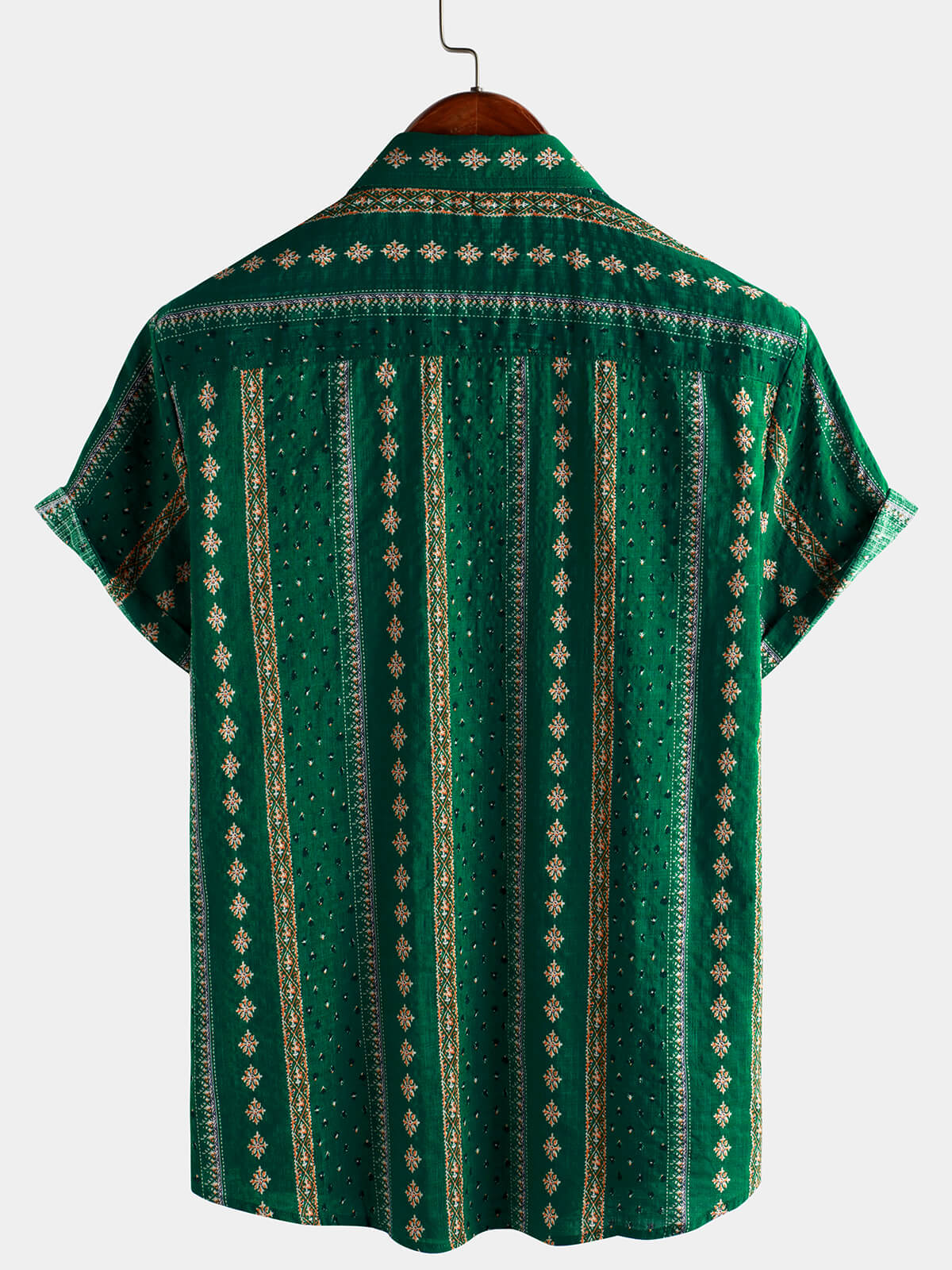 Chemise Vintage à Manches Courtes des Années 70 avec Imprimé Rayé Vert pour Homme