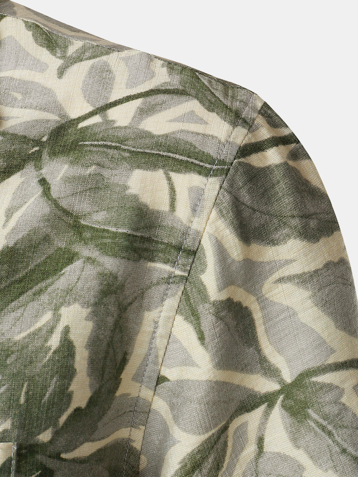 Chemise Homme Verte Manches Courtes Resort à Poche Imprimé Tropical