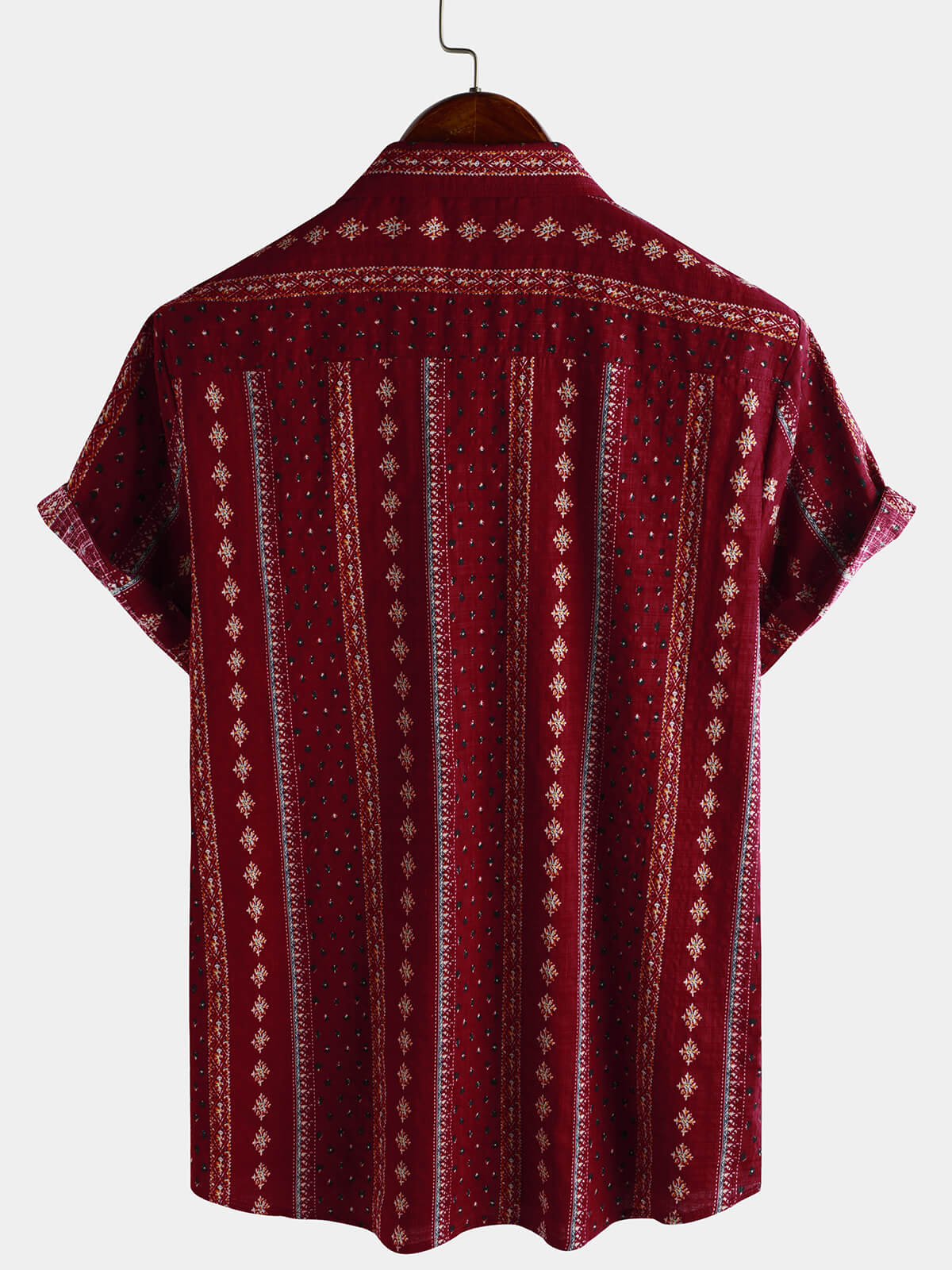 Chemise Vintage à Manches Courtes des Années 70 avec Imprimé à Rayures Rouges pour Homme