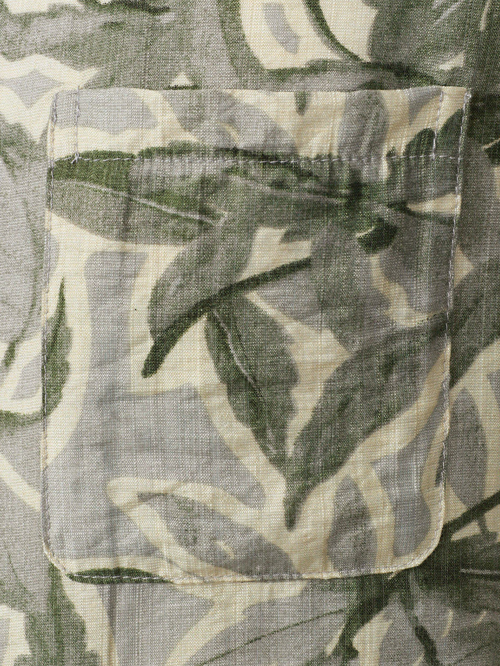 Chemise Homme Verte Manches Courtes Resort à Poche Imprimé Tropical