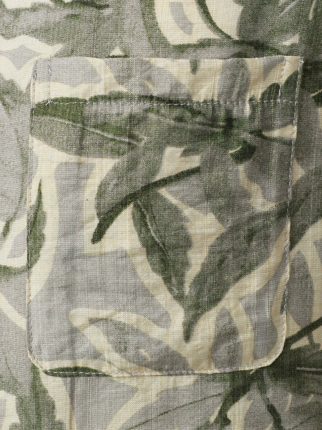 Chemise Homme Verte Manches Courtes Resort à Poche Imprimé Tropical
