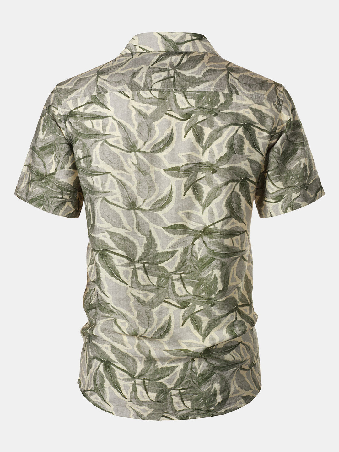 Chemise Homme Verte Manches Courtes Resort à Poche Imprimé Tropical