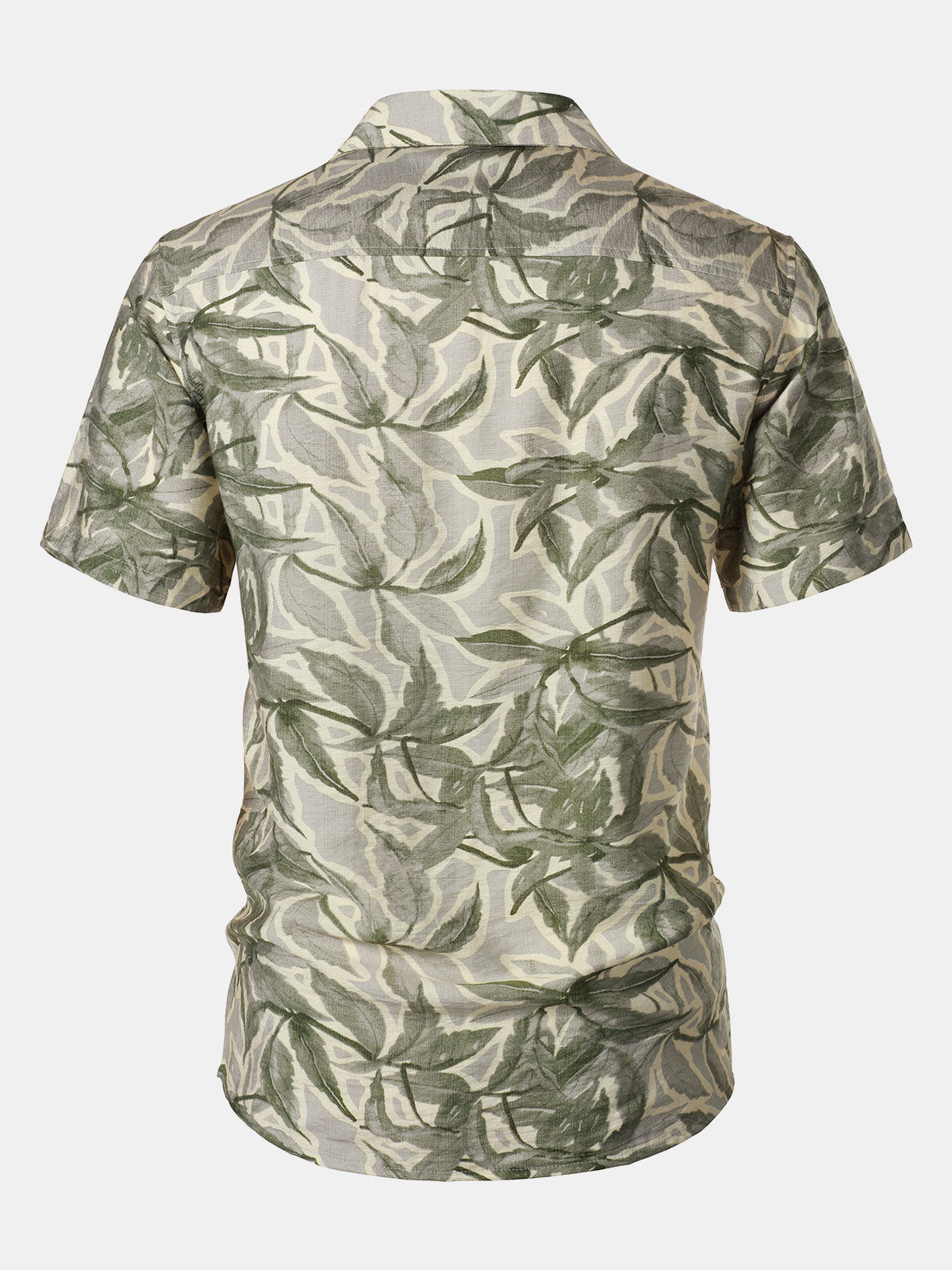 Chemise Homme Verte Manches Courtes Resort à Poche Imprimé Tropical