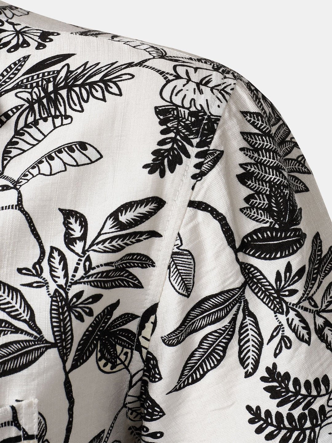 Chemise Hawaïenne Homme Blanche à Imprimé Feuilles Tropicales Décontractée