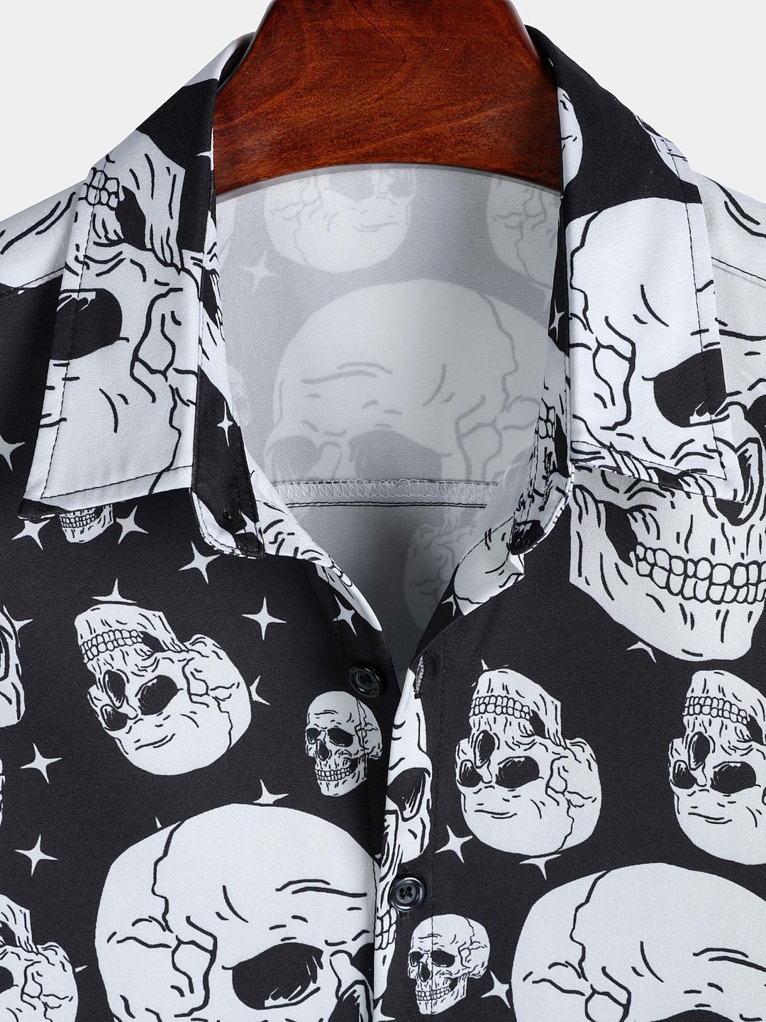 Chemise boutonnée à manches courtes pour homme avec motif tête de mort et motif punk rock