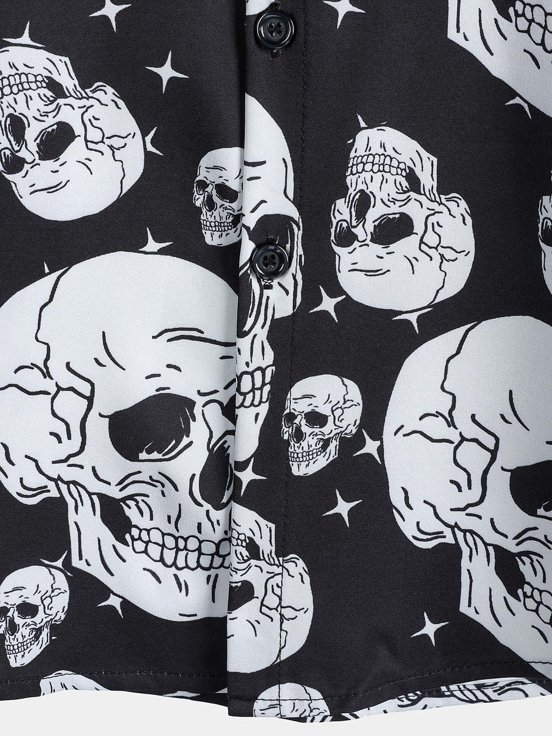 Chemise boutonnée à manches courtes pour homme avec motif tête de mort et motif punk rock
