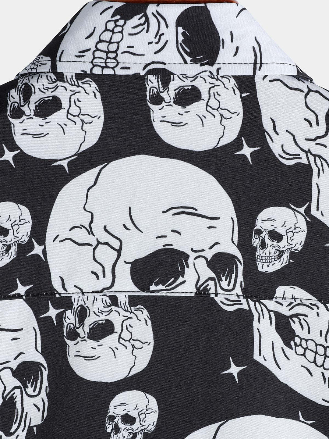 Chemise boutonnée à manches courtes pour homme avec motif tête de mort et motif punk rock
