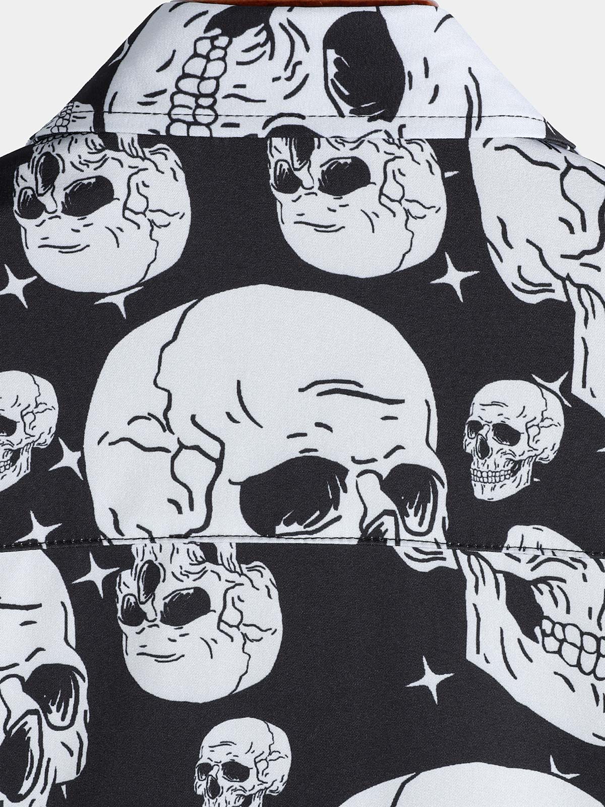 Chemise boutonnée à manches courtes pour homme avec motif tête de mort et motif punk rock