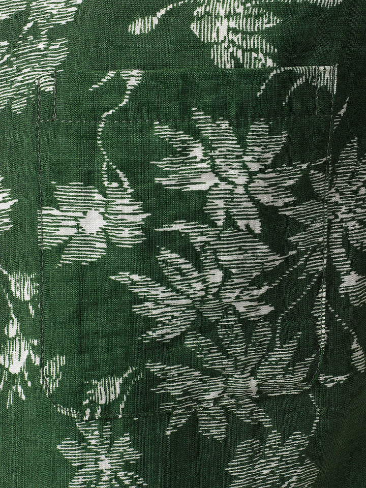 Chemise Hawaïenne Homme Verte à Imprimé Floral Tropical Décontractée