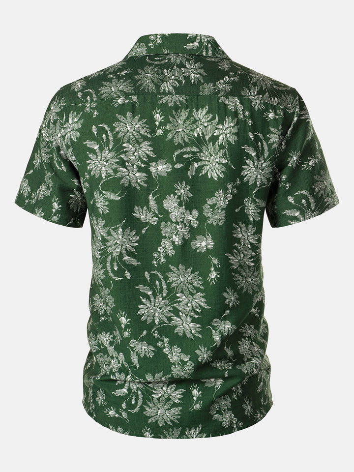 Chemise Hawaïenne Homme Verte à Imprimé Floral Tropical Décontractée