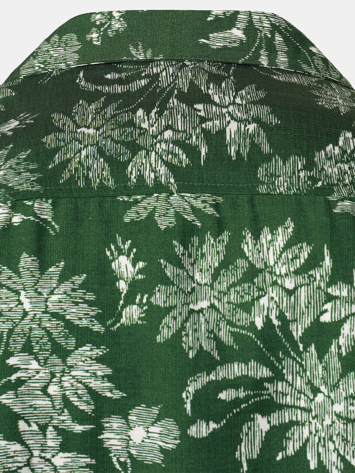 Chemise Hawaïenne Homme Verte à Imprimé Floral Tropical Décontractée