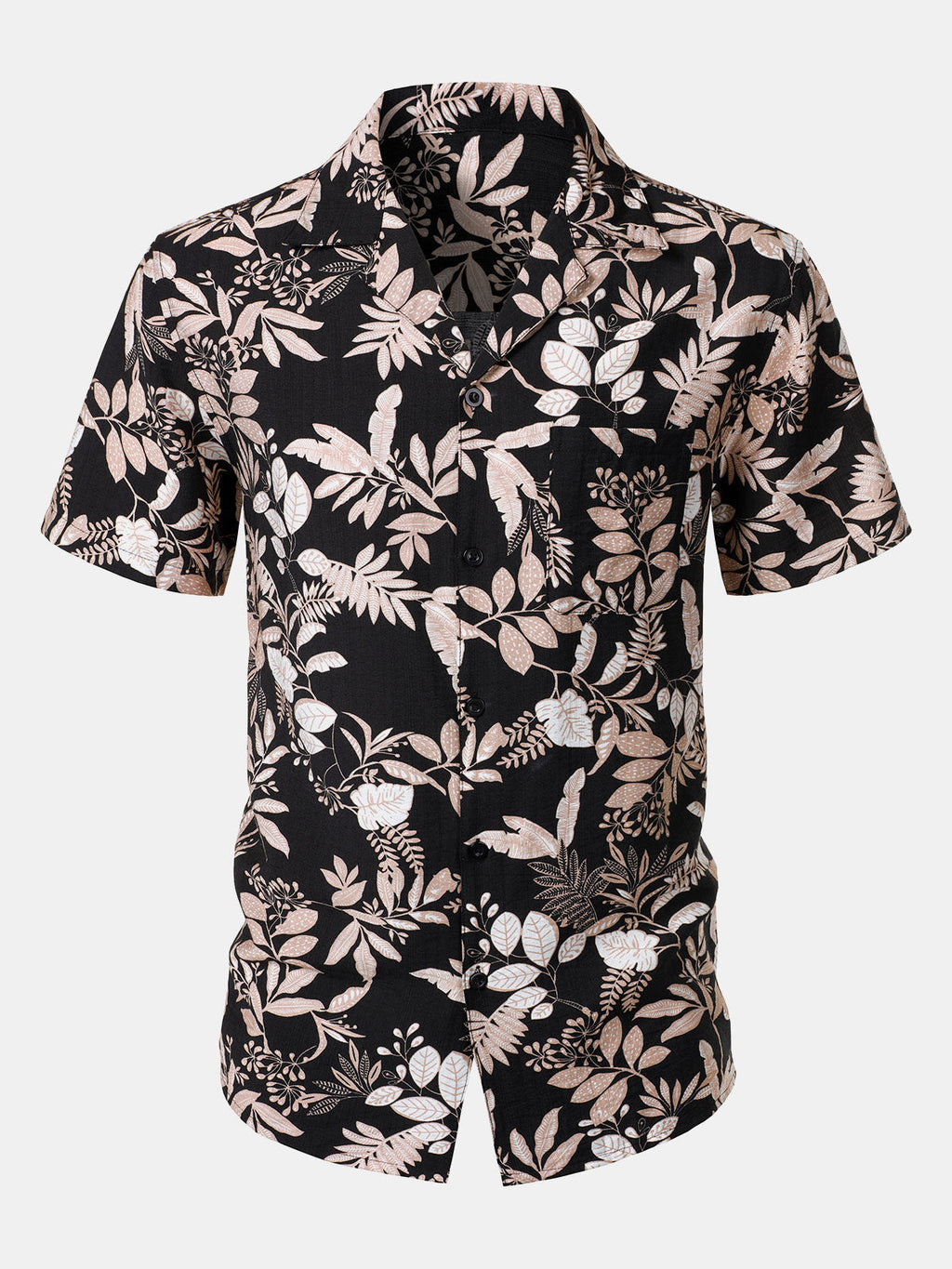Chemise Homme Manches Courtes Plage Été à Imprimé Feuilles Tropicales
