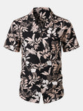 Chemise Homme Manches Courtes Plage Été à Imprimé Feuilles Tropicales