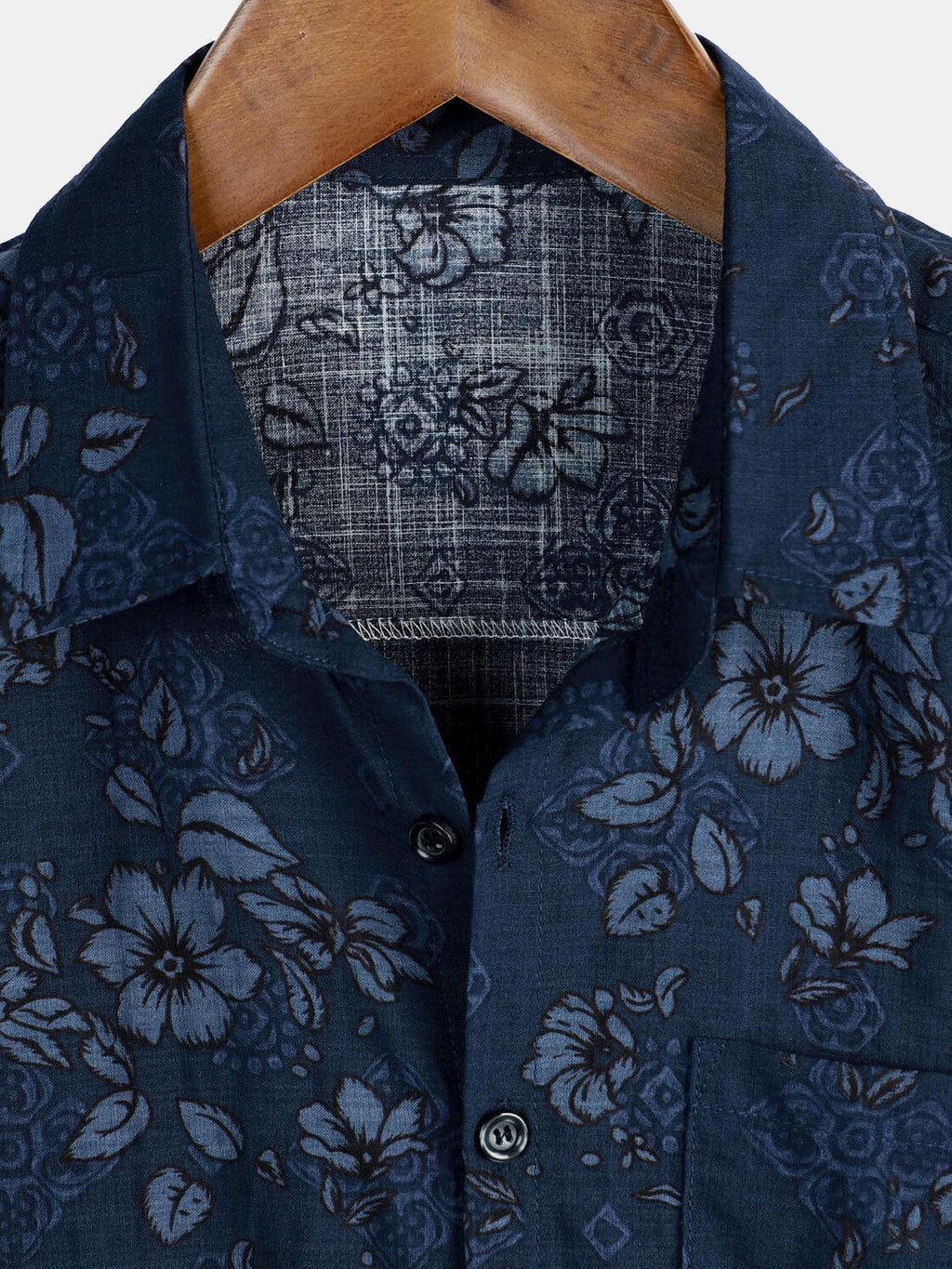 Chemise vintage hawaïenne à fleurs en coton bleu pour hommes
