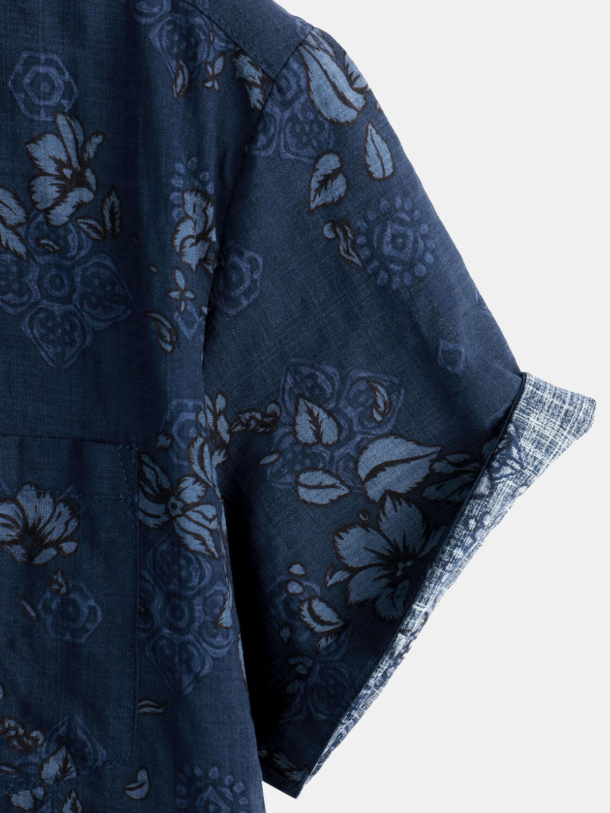Chemise vintage hawaïenne à fleurs en coton bleu pour hommes