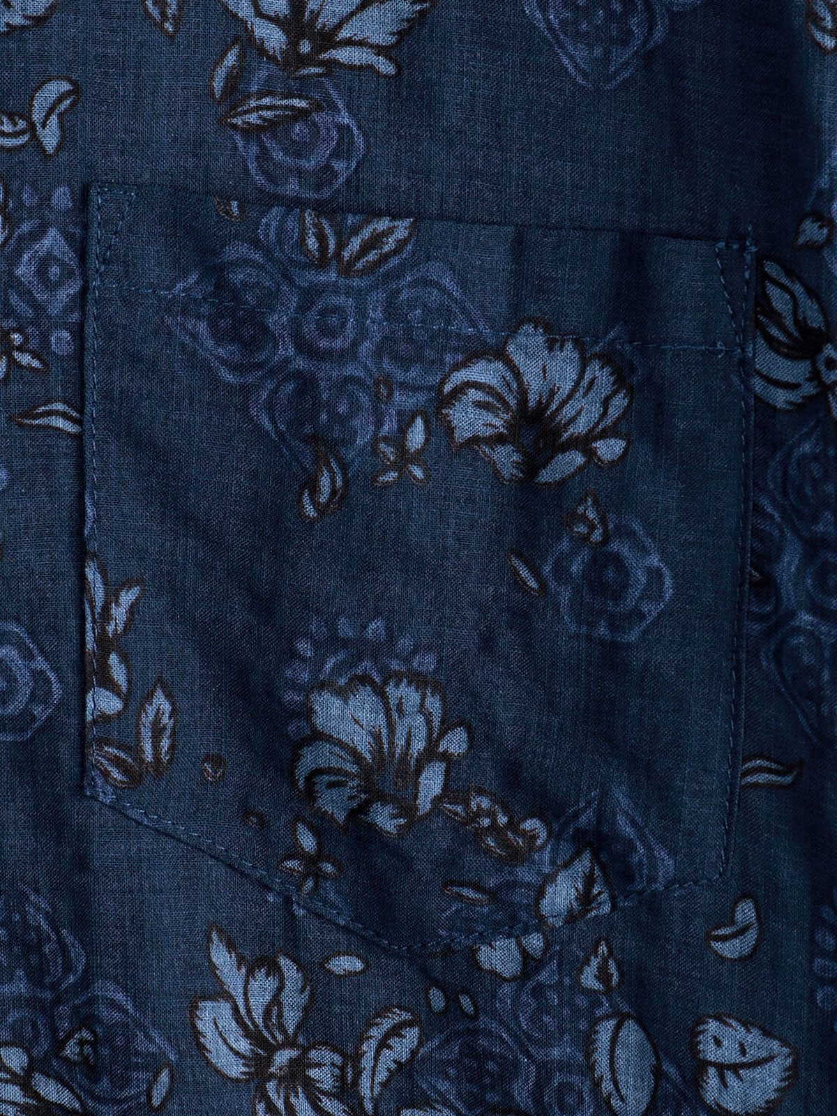 Chemise vintage hawaïenne à fleurs en coton bleu pour hommes