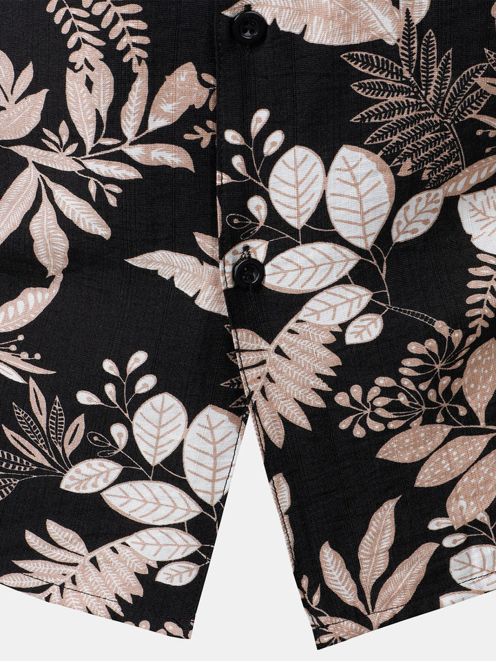 Chemise Homme Manches Courtes Plage Été à Imprimé Feuilles Tropicales
