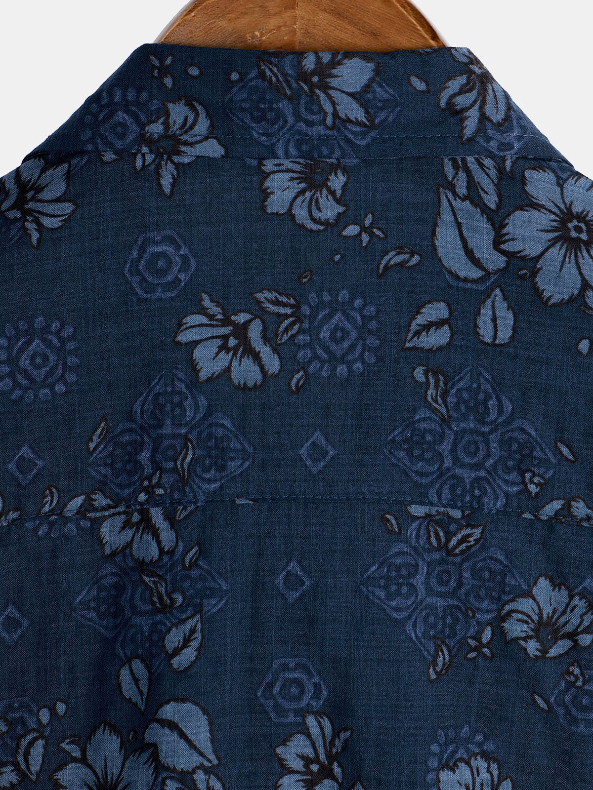 Chemise vintage hawaïenne à fleurs en coton bleu pour hommes
